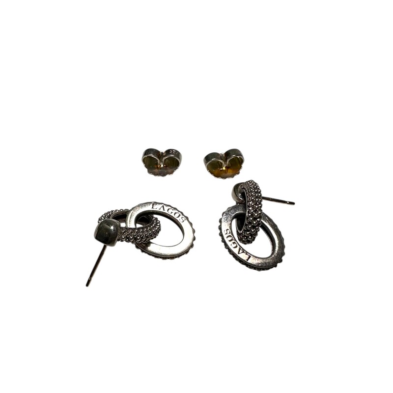 Lagos Sterling Silver Caviar Earrings<br />
<br />
Sterling Silver .925<br />
<br />
18K gold Post<br />
<br />
Does not come with original dust bag or box,