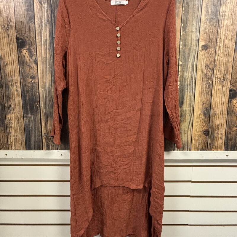 Rust Botton Dress, Size: XL