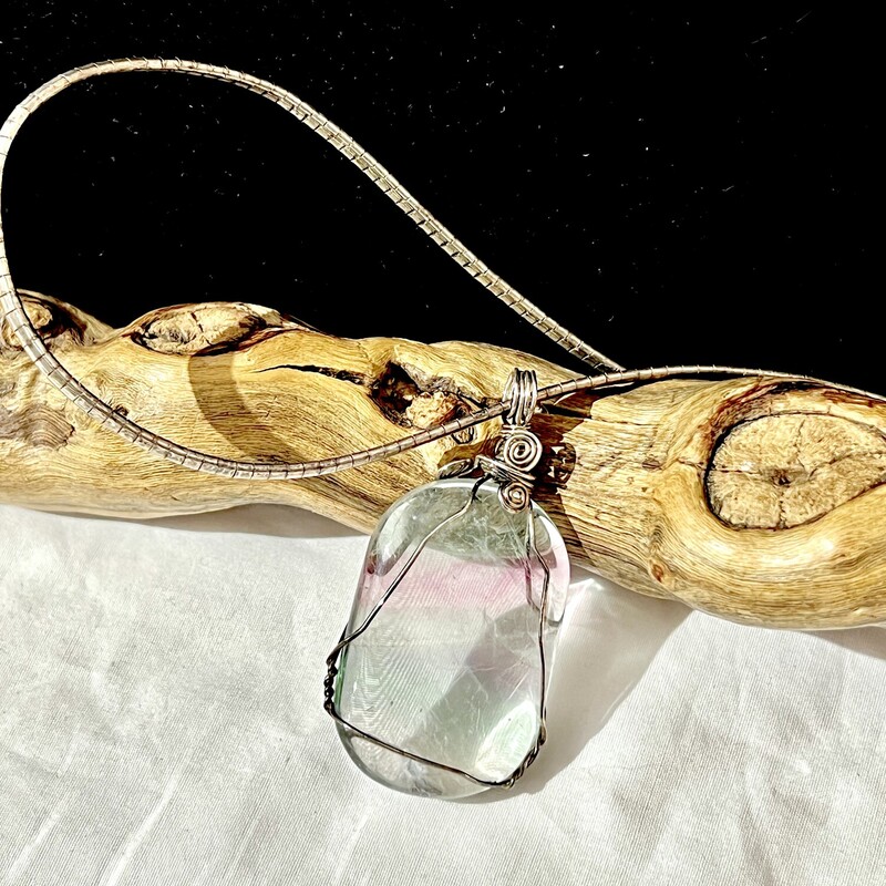 Sterling omega flourite stone necklace