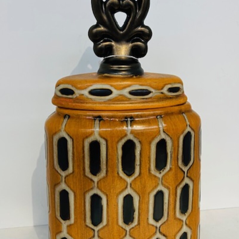 Geo Ceramic Jar W Lid