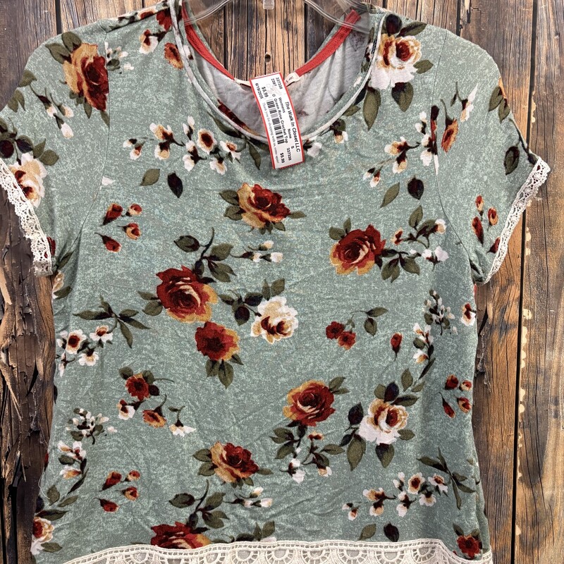Green Rose Crochet Top, Size: S