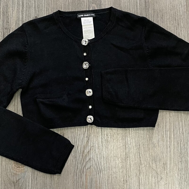 David Charles Cardigan, Black, Size: 10Y