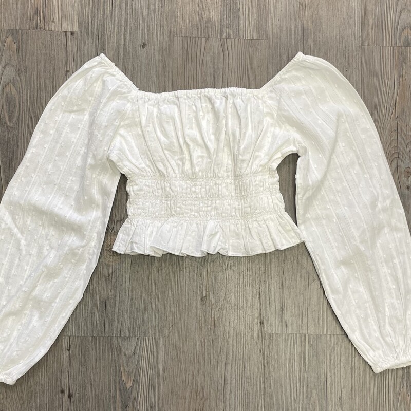 Cropped LS Top, White, Size: 10Y