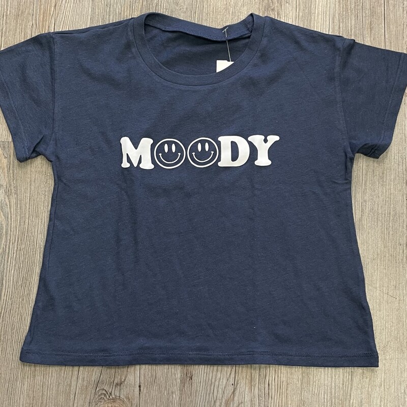 Moody Cropped Tee, Navy, Size: 10-12Y
