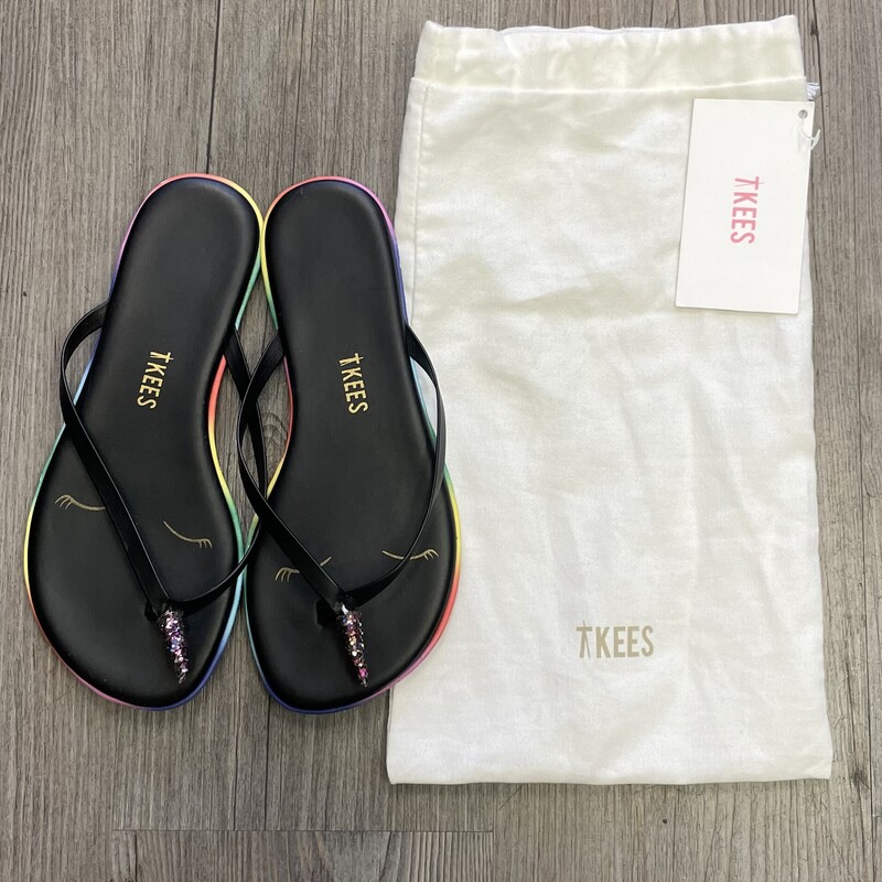 Tkees Unicorn Flip Flop, Multi, Size: 2Y