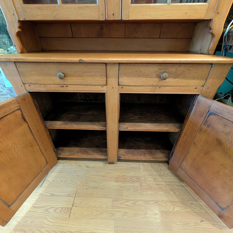 Stepback Cupboard 2pc, Pine, Antique<br />
54w x 20d x 86h