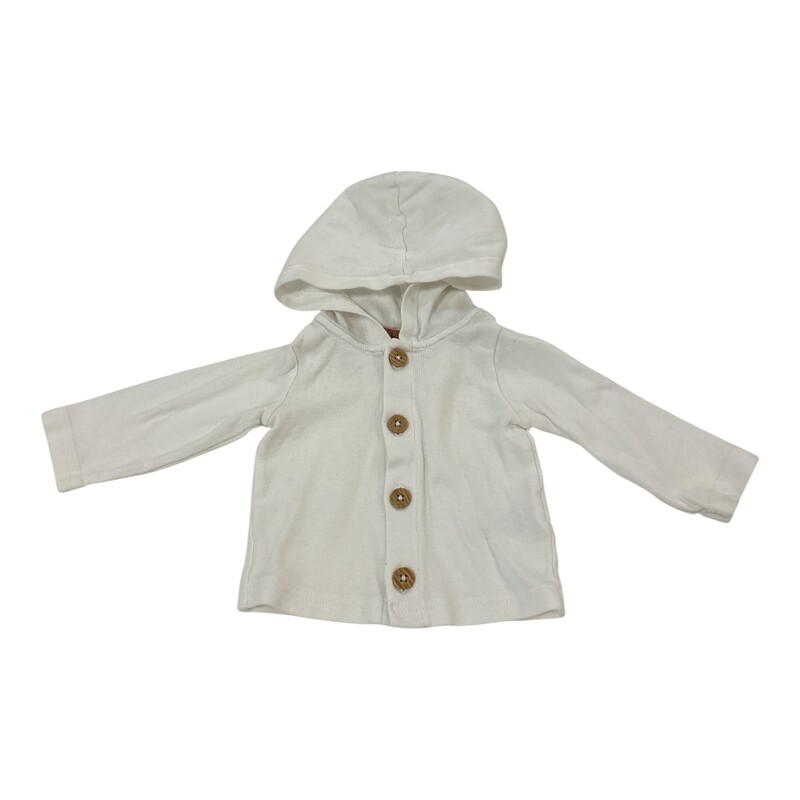 Sweater: White Hood Butto