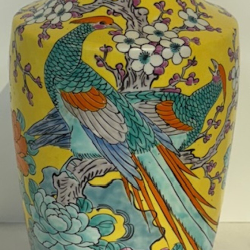 Chinoiserie Peacock Floral Vase
Yellow Blue Pink Green Black Size: 6 x 12.5H