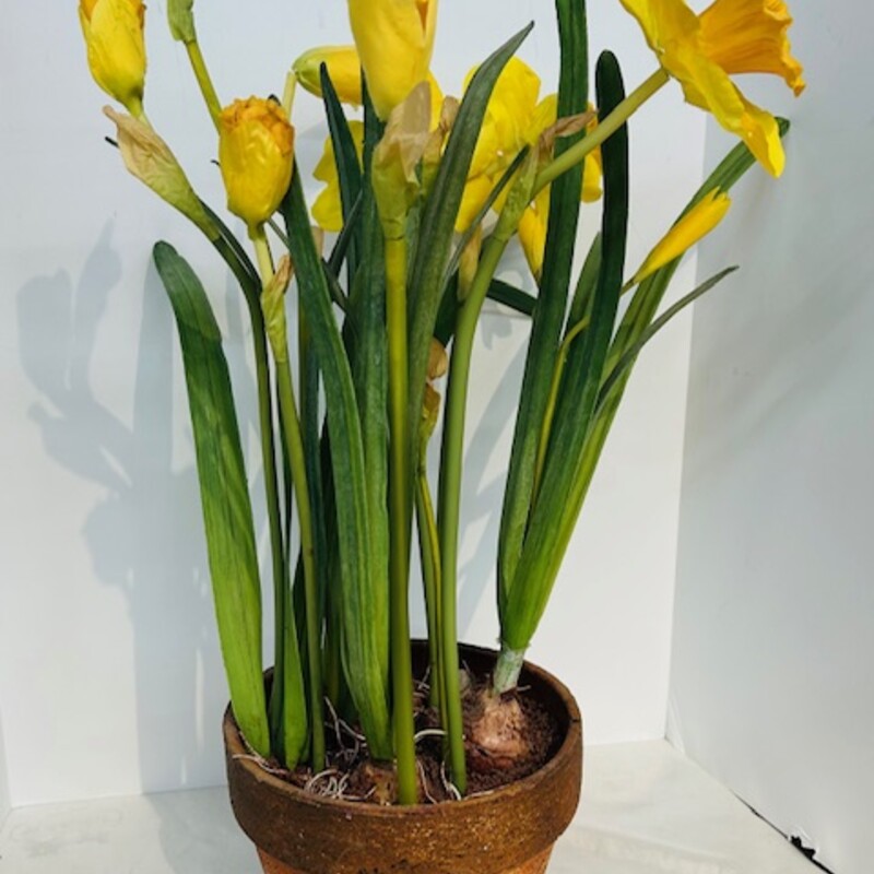 Faux Daffodils In Pot