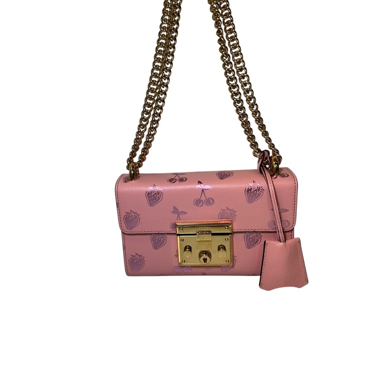 Gucci Padlock Berry Pink Crossbody<br />
<br />
Date Code: 40987 525040<br />
<br />
Dimensions:<br />
Shoulder Strap Drop: 19.75<br />
Height: 5.5<br />
Width: 7.75<br />
Depth: 3<br />
<br />
In very good condition. Light scuffs to the hardware.<br />
<br />
Does not come with the original dust bag or box.