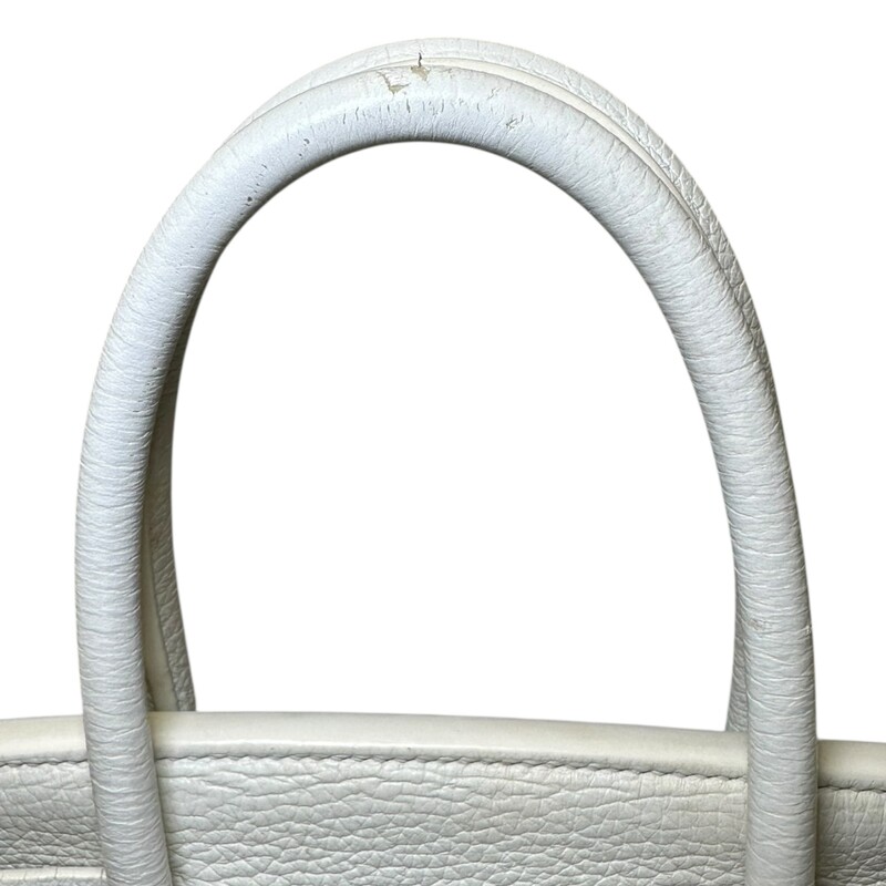 Hermes Birkin Clemence Leather  Palladium Hardware<br />
<br />
Size 30<br />
<br />
Date Code: M in Square<br />
<br />
Dimensions: 11.5 W x 9 H x  6 D inches<br />
<br />
In good condition. Wear on the handles, marks through out the leather,and intetrior marks. Missing lock but has keys.<br />
<br />
Comes with the original dust bag. No box or other accessories included. Does not come with the original lock.