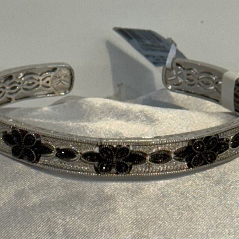 925 Diamond Floral Bangle