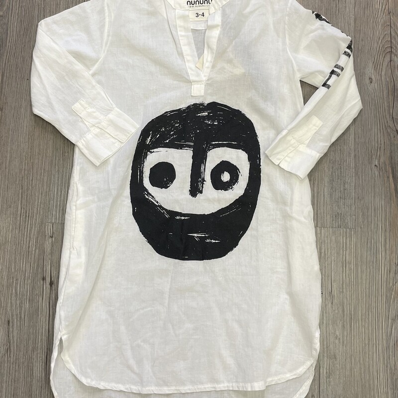 NUNUNU Dress LS, White, Size: 3-4Y