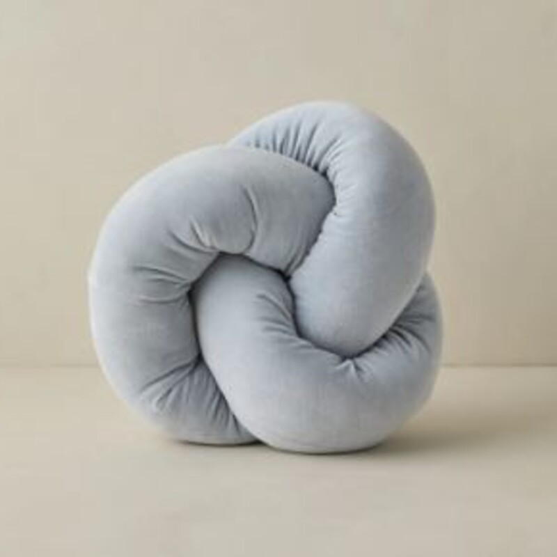 Lulu & Georgia Velvet Knot Pillow<br />
Blue Size: 13diameter<br />
Retails: $68