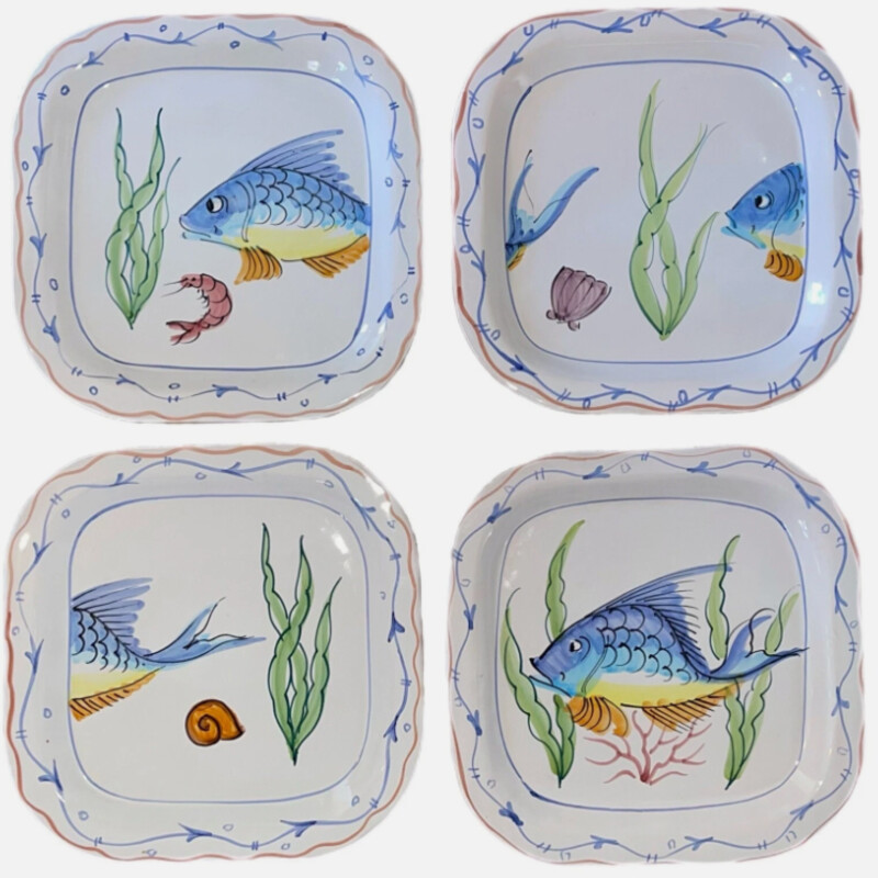 S4 Vietri Fish Sq Plates