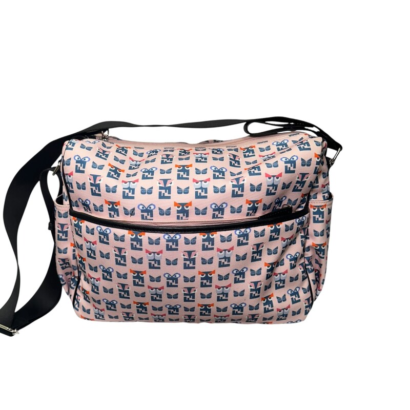 Fendi Owl Pink Diaper Bag<br />
<br />
Style Code: 7VB006-68E<br />
<br />
Dimensions:10 H x 12 L inches<br />
<br />
In very good condition. Some minor marks on the canvas.<br />
<br />
Comes with original dust bag. No box.