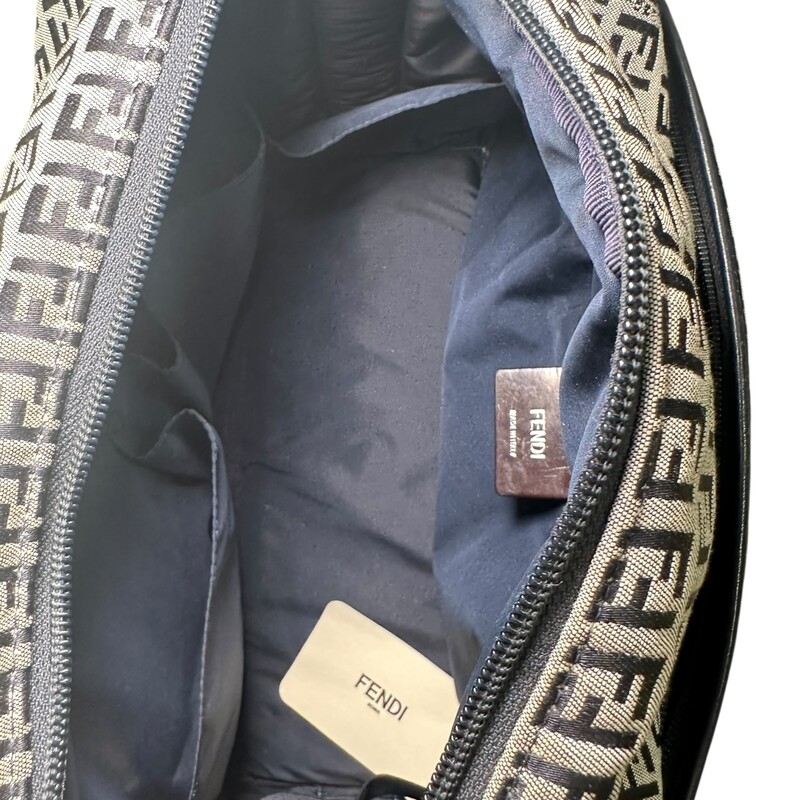 Fendi Zucca Diaper Logo Navy Messanger Bag<br />
<br />
Serial Code:7VB009-FOT 189-3355<br />
<br />
Dimensions: 12 L X 11 H inches<br />
<br />
In very good condition. Some marks on the canvas and some minor marks on the interior.<br />
<br />
Does not come with original dust bag or box.