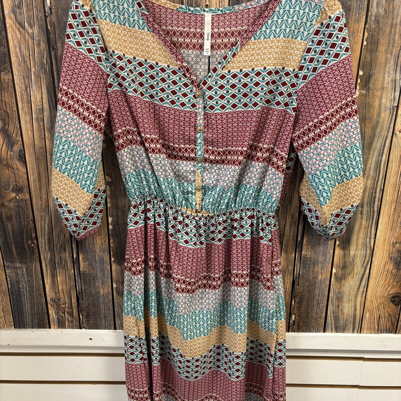 Geometric Teal Dress, Size: XS