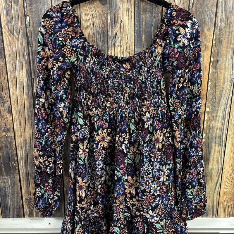 Soft Dark Floral Dress, Size: S