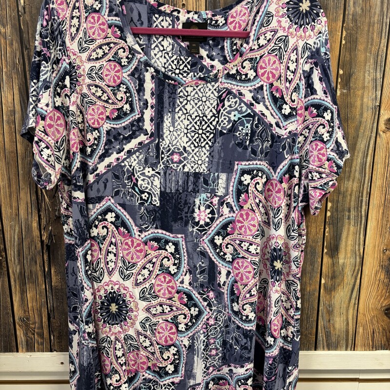Purple & Pink Geometric Top, Size: XXL