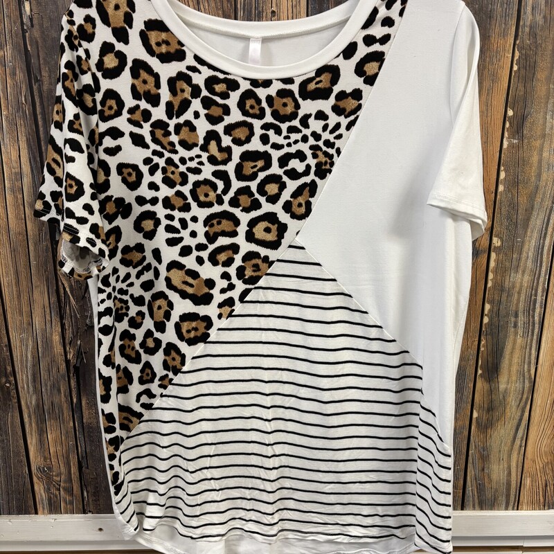 White Tri Patterned Top, Size: M
