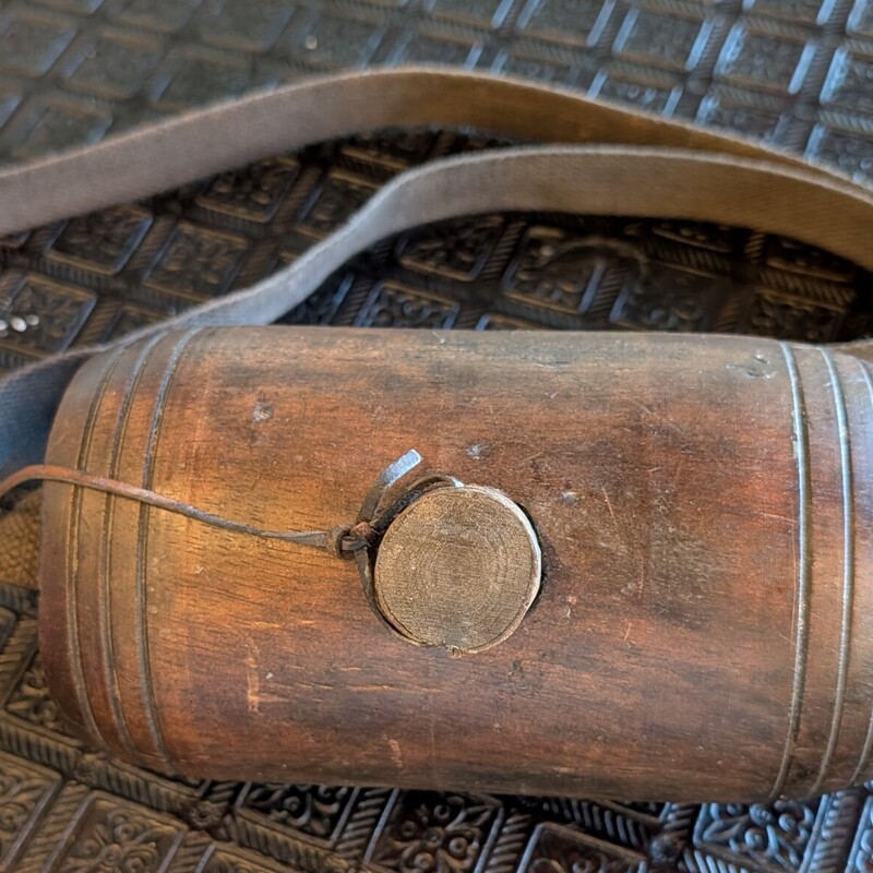 Antique Carved Wood Keg