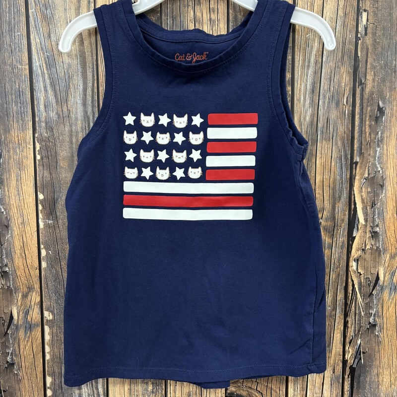 Cat American Flag Shirt, Size: 5T
