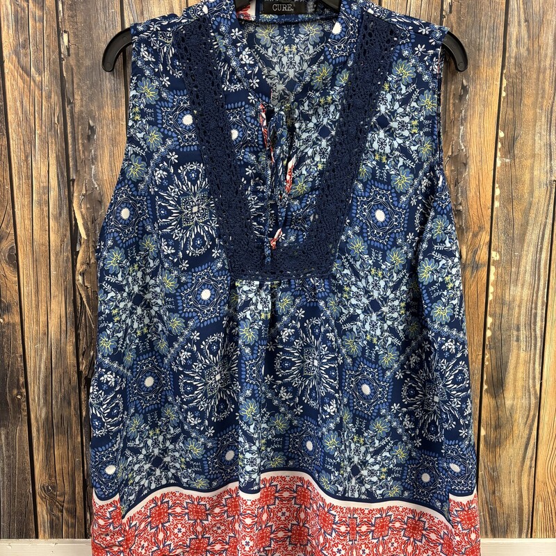 Blue Crochet Tank, Size: XL