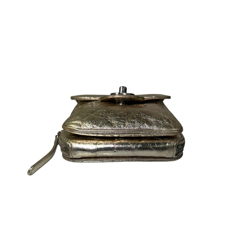 Chanel Clams Metallic Wallet On A Chain<br />
<br />
Serial Code: 16247070<br />
<br />
Dimensions:<br />
Height: 6 x Width: 5.5 xDepth: 1.75 inches<br />
<br />
In very good condition. Minor scratching on hardware.<br />
<br />
Doe not come with original dust bag or box.