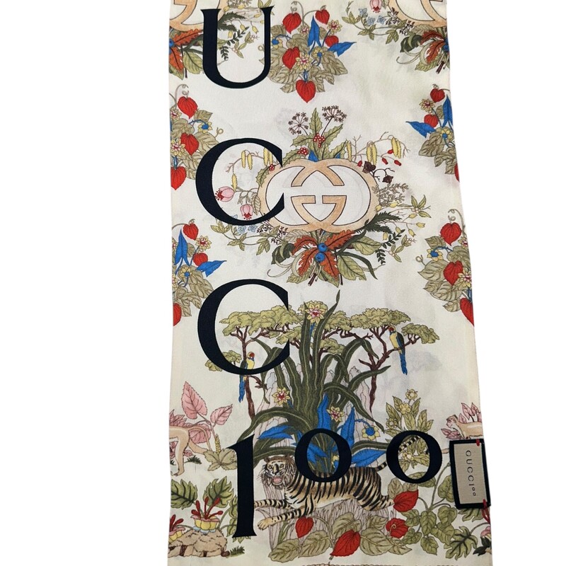 Gucci 100th Anniversary Tiger Silk Scarf

Dimensions:20.5 cm x 180cm

In very good condition. Some small marks on the silk. Care tag has been removed.

Does not come with original dust bag or box.