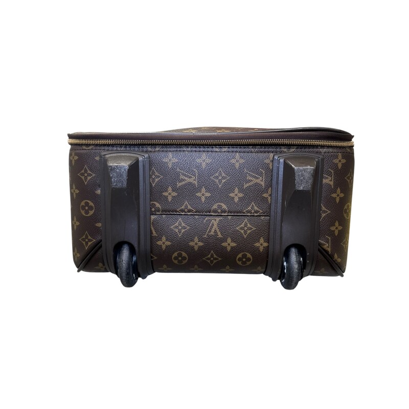 Louis Vuitton Monogram Pegase 50 Rolling Suitcase<br />
<br />
2 Wheels<br />
<br />
Date Code:SR0068<br />
<br />
Dimensions: 21 L x14 H inches<br />
<br />
In very good condition. Moderate scuffs on  leather trims and handles.<br />
<br />
Does not come with original dust bag or box.<br />
<br />
<br />
Does not come with original dust bag or box. Comes with the lock but no keys .