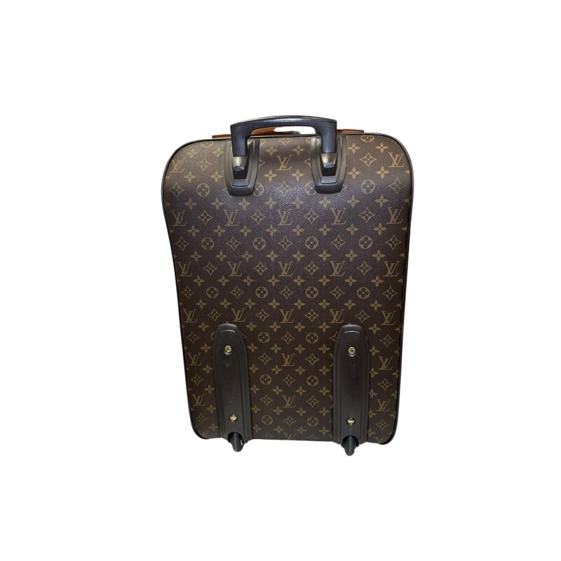 Louis Vuitton Monogram Pegase 50 Rolling Suitcase<br />
<br />
2 Wheels<br />
<br />
Date Code:SR0068<br />
<br />
Dimensions: 21 L x14 H inches<br />
<br />
In very good condition. Moderate scuffs on  leather trims and handles.<br />
<br />
Does not come with original dust bag or box.<br />
<br />
<br />
Does not come with original dust bag or box. Comes with the lock but no keys .