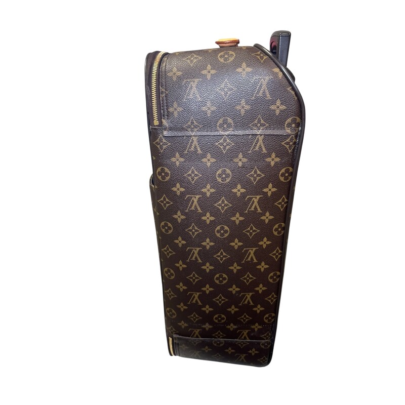 Louis Vuitton Monogram Pegase 50 Rolling Suitcase<br />
<br />
2 Wheels<br />
<br />
Date Code:SR0068<br />
<br />
Dimensions: 21 L x14 H inches<br />
<br />
In very good condition. Moderate scuffs on  leather trims and handles.<br />
<br />
Does not come with original dust bag or box.<br />
<br />
<br />
Does not come with original dust bag or box. Comes with the lock but no keys .