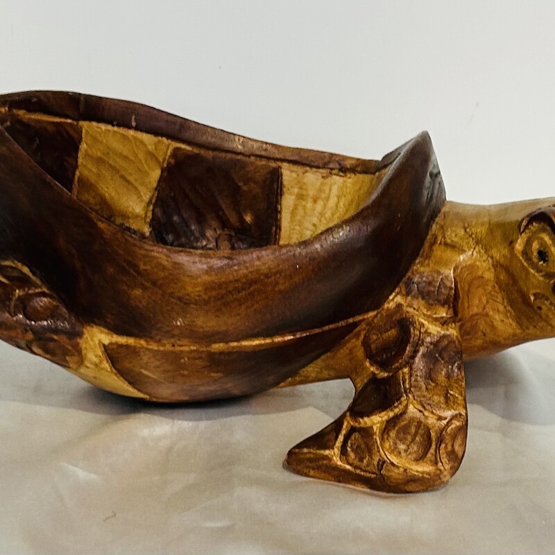 Carved Wood Turtle Bowl