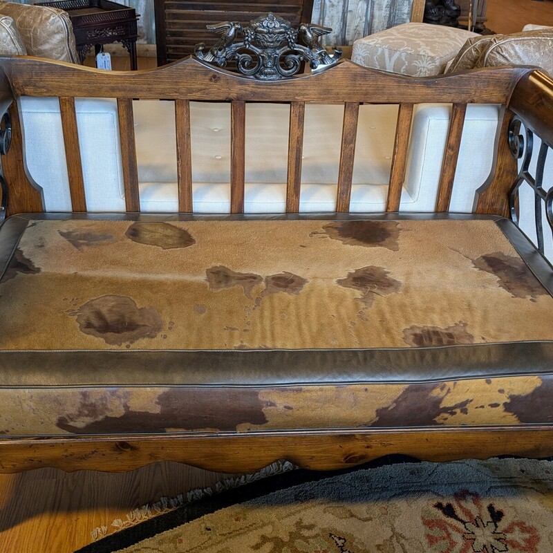 Cowhide Metal Loveseat