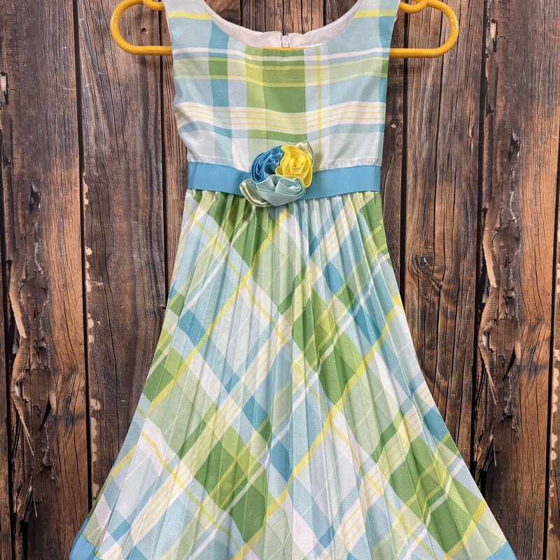 Blue/green Plaid Dress, Size: 2t