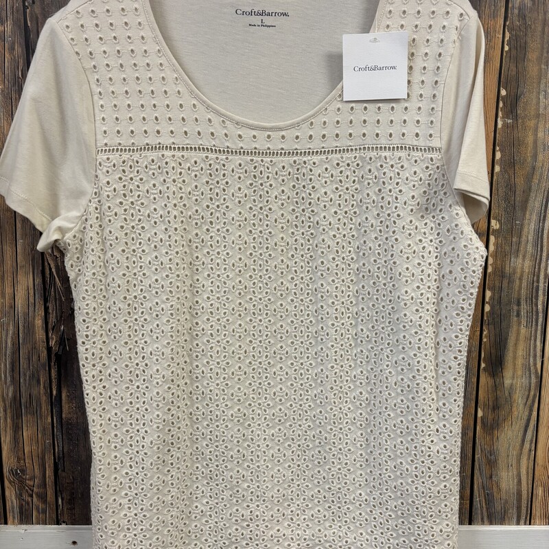 NWT Cream Eyelet Shirt, Size: L