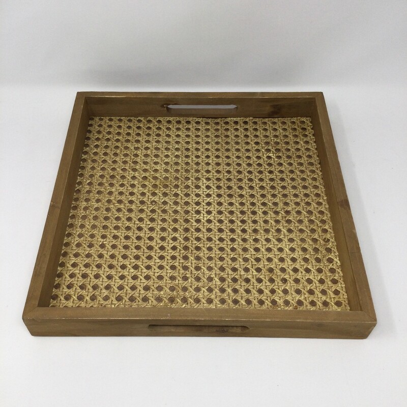 Square Cane Tray W/handles, Sand, Size: 13in