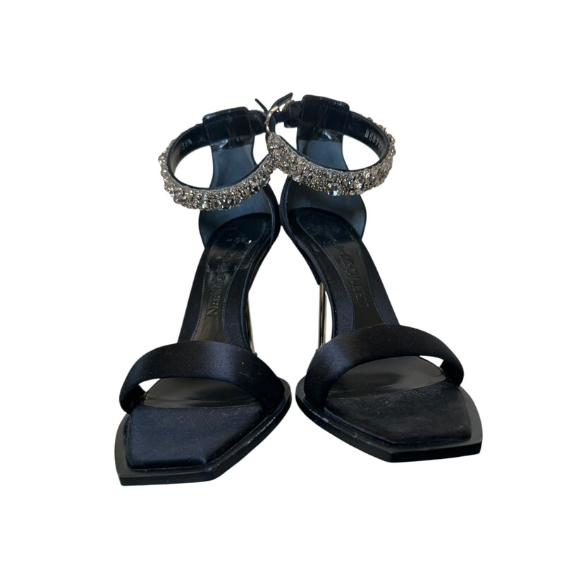 Alexander Mcqueen Black Embelished Satin<br />
<br />
Size: 38.5<br />
<br />
Good Condition. No visible signs of wear<br />
<br />
Does not come with original dust bag or box