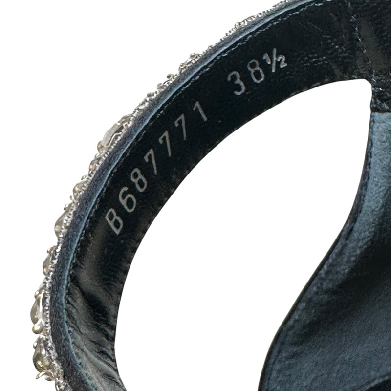 Alexander Mcqueen Black Embelished Satin<br />
<br />
Size: 38.5<br />
<br />
Good Condition. No visible signs of wear<br />
<br />
Does not come with original dust bag or box