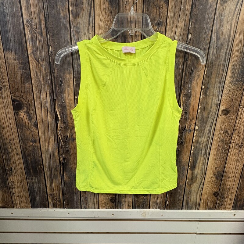 Neon Yellow Pink Lily Tank, Size: S