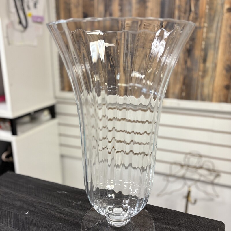 Large Clear Glass Vase, Size: 16x10 In