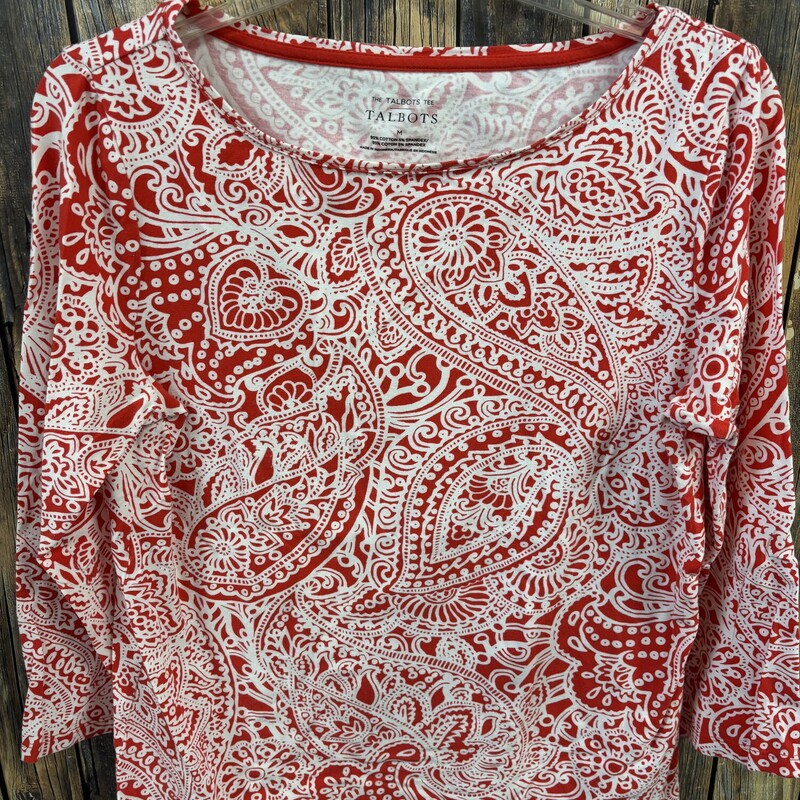 Talbots Red White Paisley, Size: M