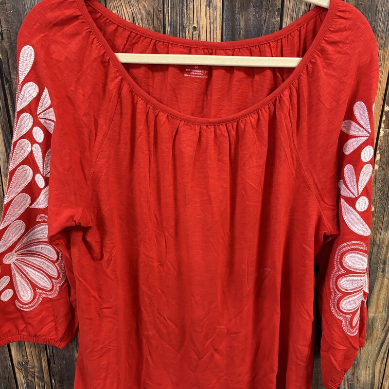 Talbots Red White Flower, Size: M