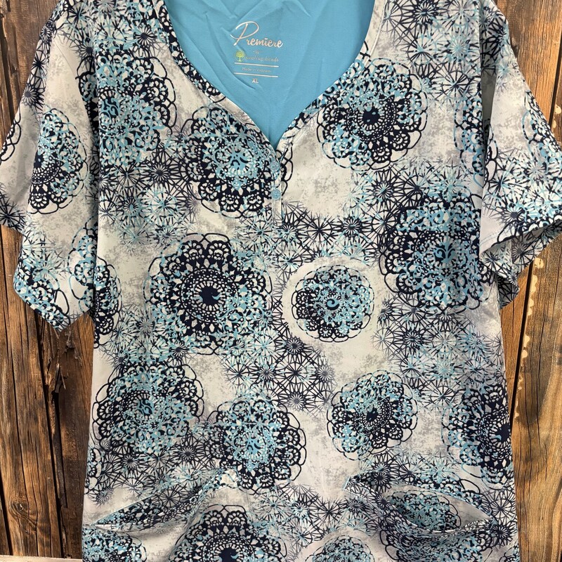 Blue Flower Scrub Shirt, Size: Xl