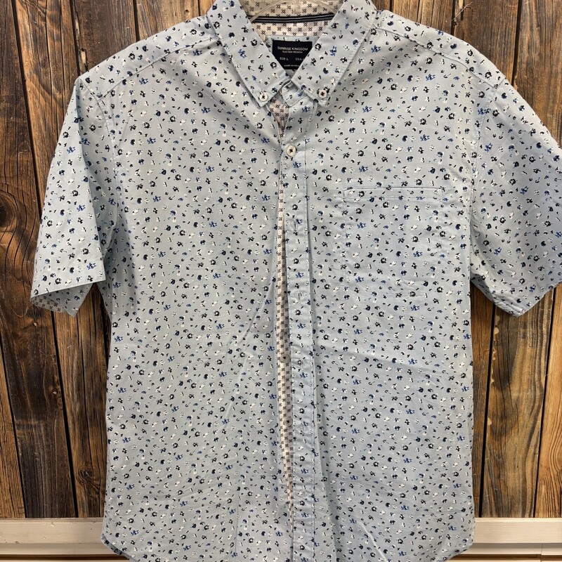 Light Blue Floral Buttonup, Size: L