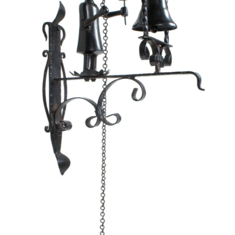 Mackenzie Childs Mrs Powers Doorbell<br />
Bronze Size: 7 x 13 x 21H<br />
Retails: $199.95<br />
Original box included<br />
<br />
In this hectic, high-tech world where daily chaos is de rigueur, cutting through the hustle and bustle can be as easy as ringing a bell. Crafted of forged iron with a rich patina finish, the Mrs. Powers Dinner and Door Bell hearkens back to simpler times. Perched among the flowers and curlicues, this cheerful little helper is at your beck-and-call to, well, beckon and call! While it may not have quite the range of a cell tower, this bell is quaint enough that once you wrangle all your cowpokes home for supper, you may have to send them out into the yard just to call them back in!