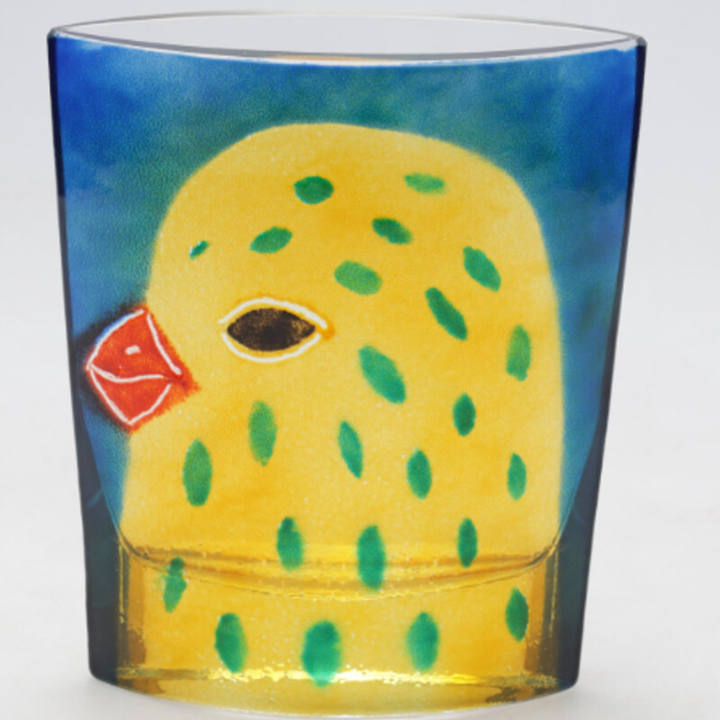 Blown Yellow Bird Vase