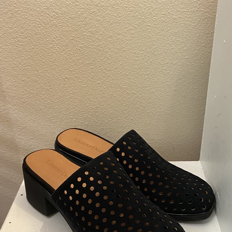 NEW Blk Perf Suede Mule