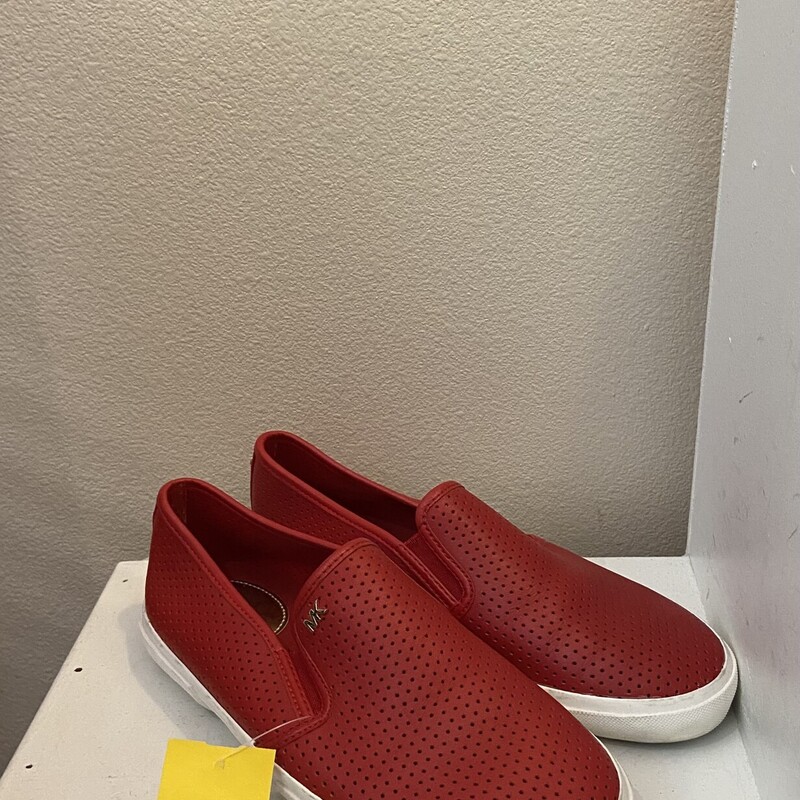 Red Lther Slipon Sneaker